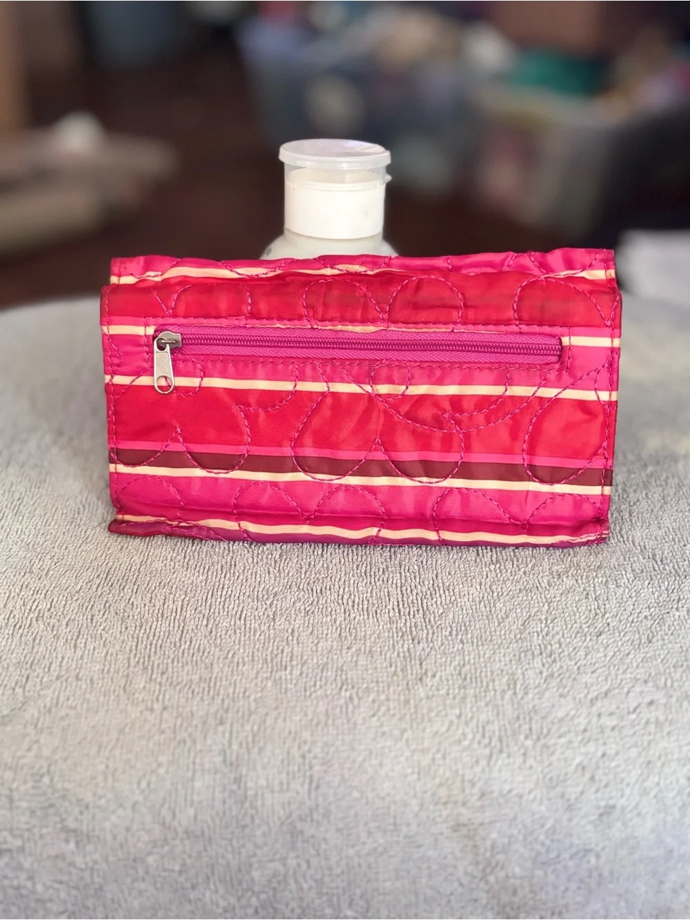 Women’s Quilted Pink Stripe Wallet